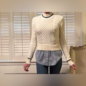 Veronica Beard cable knit mixed media sweater